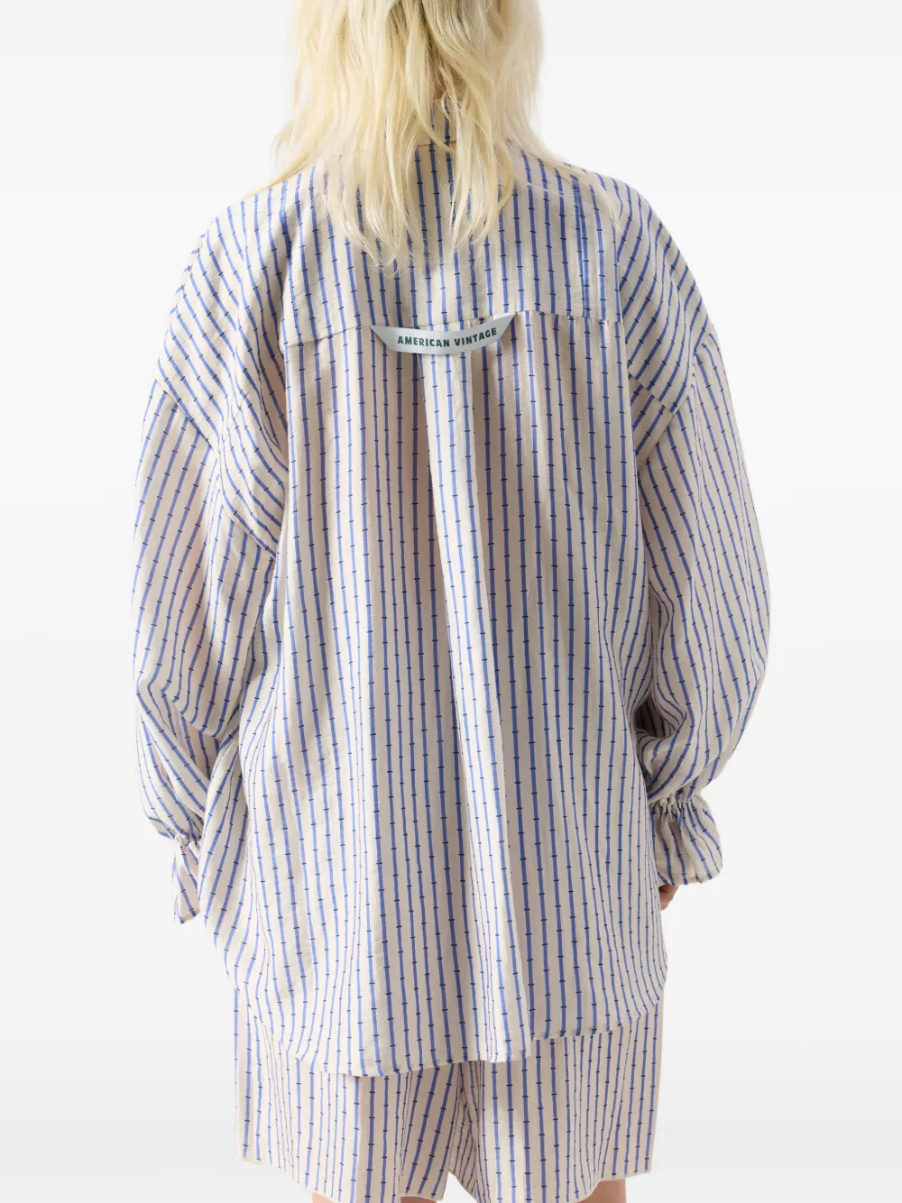 American Vintage Zivow gestreept blouse met ruches Beige