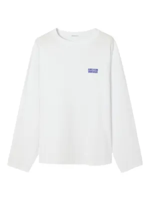 Moncler logo-embroidered long-sleeve T-shirt | White | FARFETCH