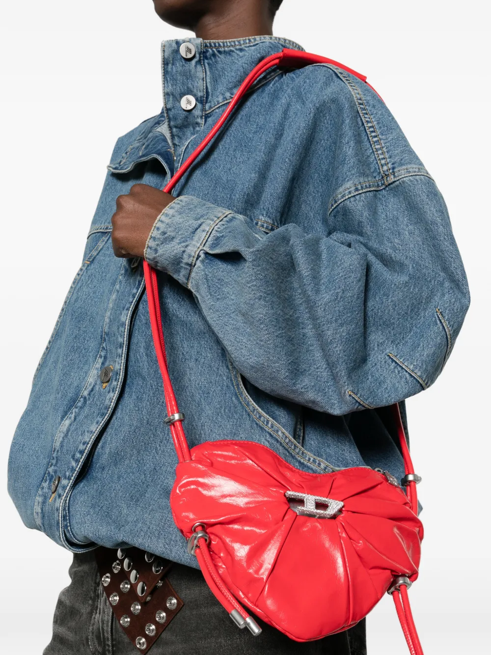  Diesel Scrunch-d Heart Crossbody Bag - Red 