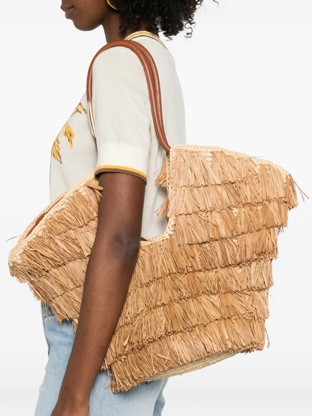 ZIMMERMANN medium Goldentime fringed tote bag - Beige