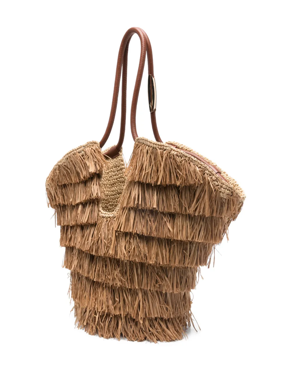 ZIMMERMANN Goldentime medium shopper met franje Beige