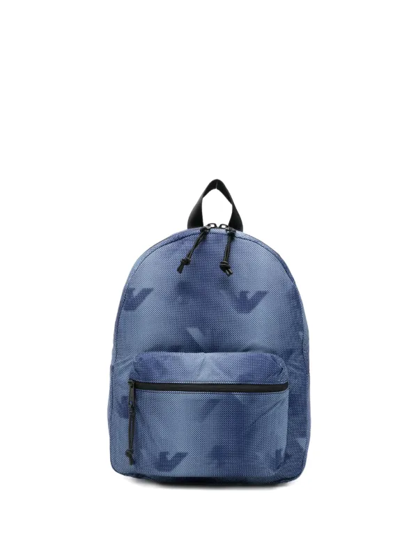 armani kids backpack Emporio Armani Kids Logo Zipped Backpack | Blue
