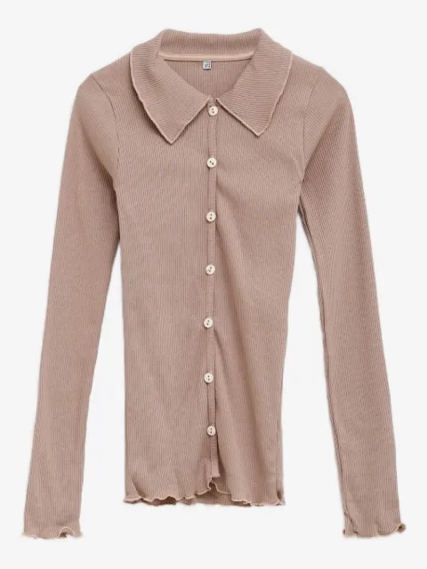 Baserange Iso ribbed button shirt