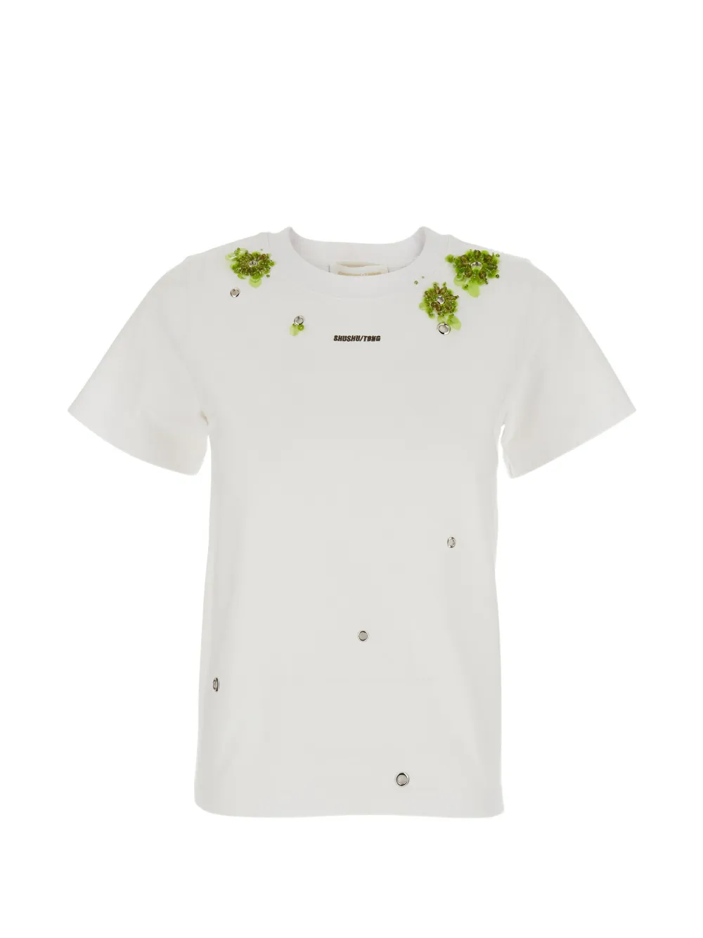 SHUSHU/TONG eyelet-embellished T-shirt - Weiß