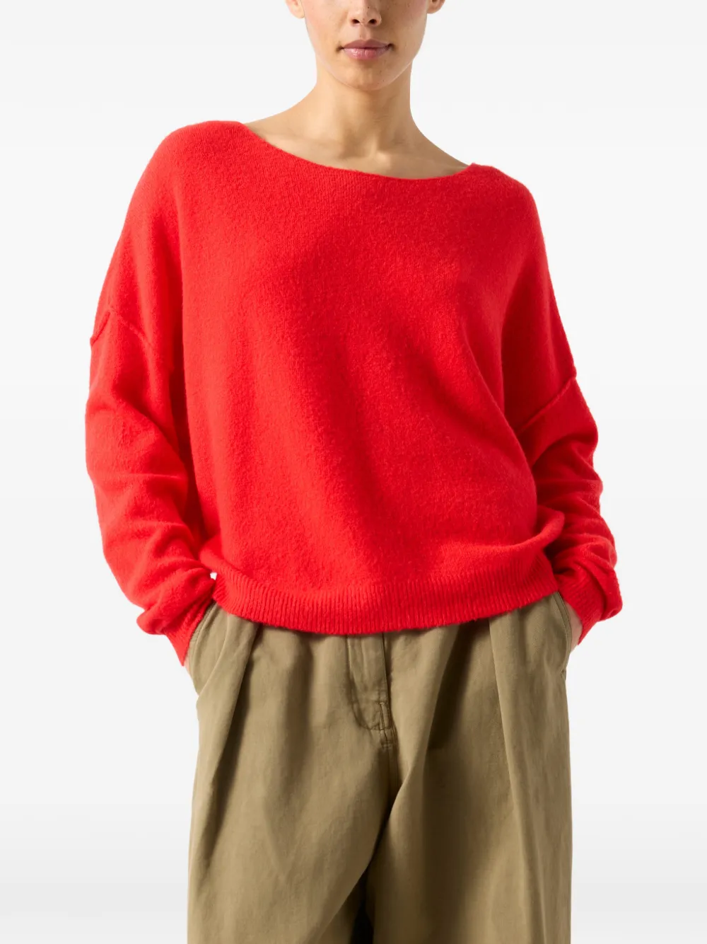 Long-Sleeve Boat-Neck Sweater