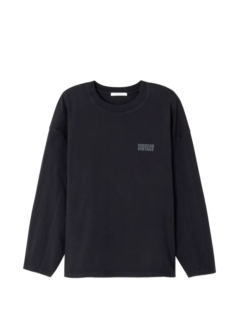 American Vintage Gixy long-sleeve round-neck cotton T-shirt - Nero