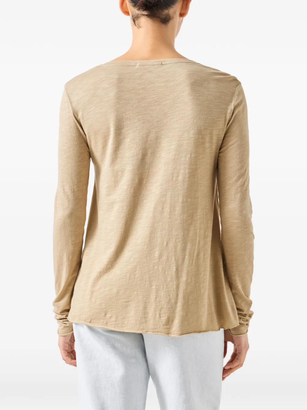 American Vintage Jacksonville T-shirt met V-hals en lange mouwen Beige