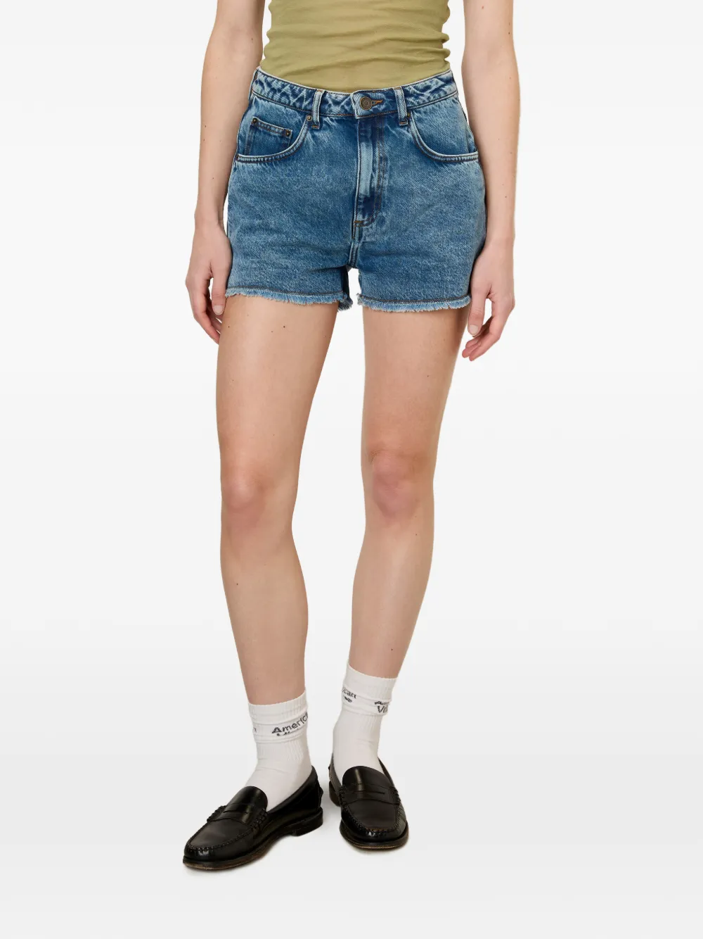 American Vintage Joybird shorts met franje Blauw