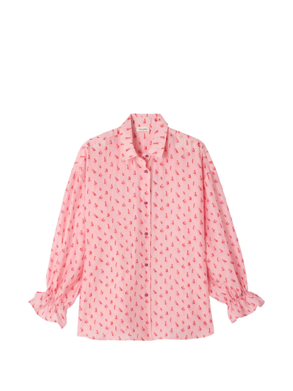 American Vintage sailboat-print ruffled shirt - Rosa