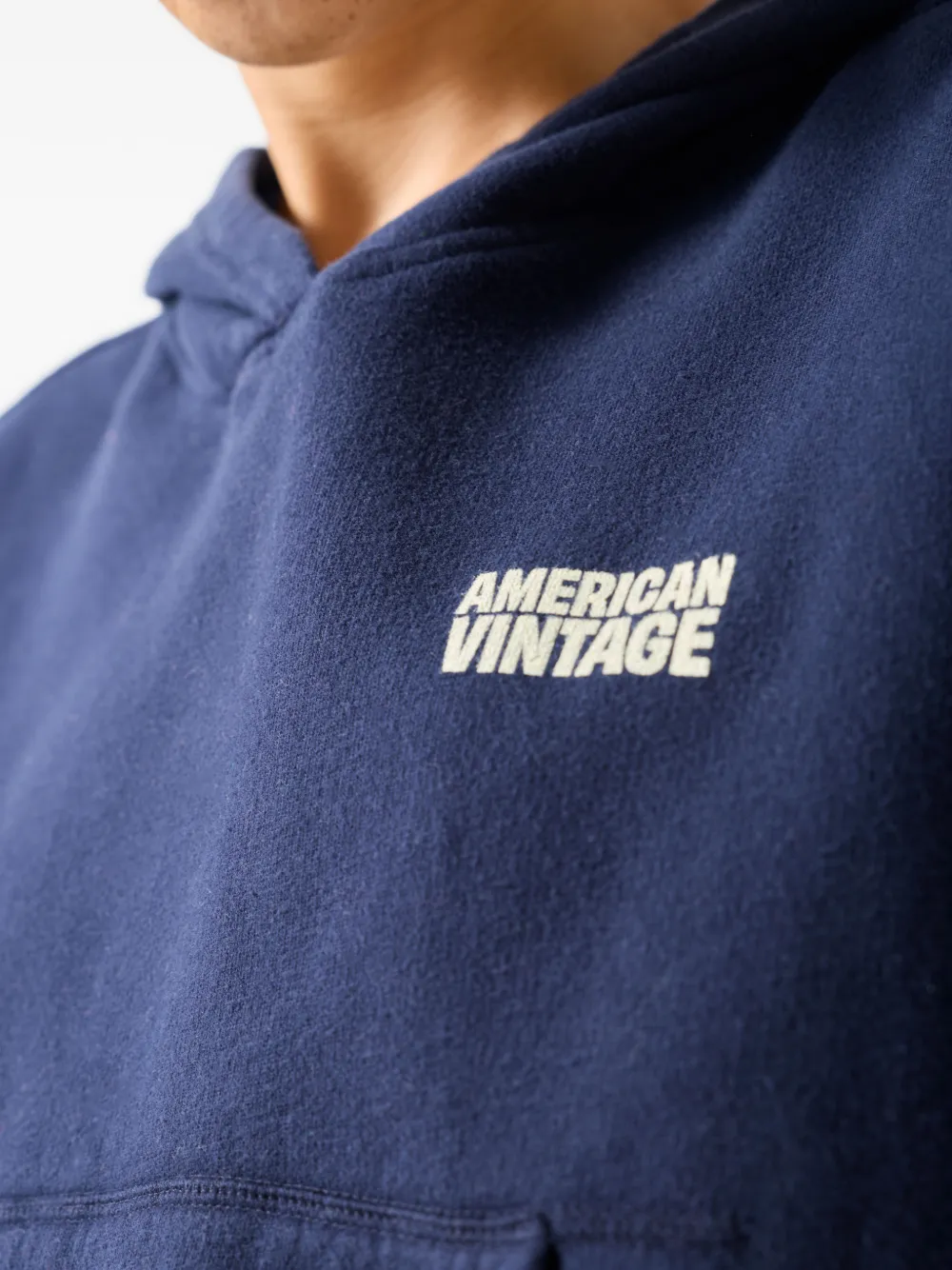American Vintage Plizzy hoodie met logo-print en zak Blauw