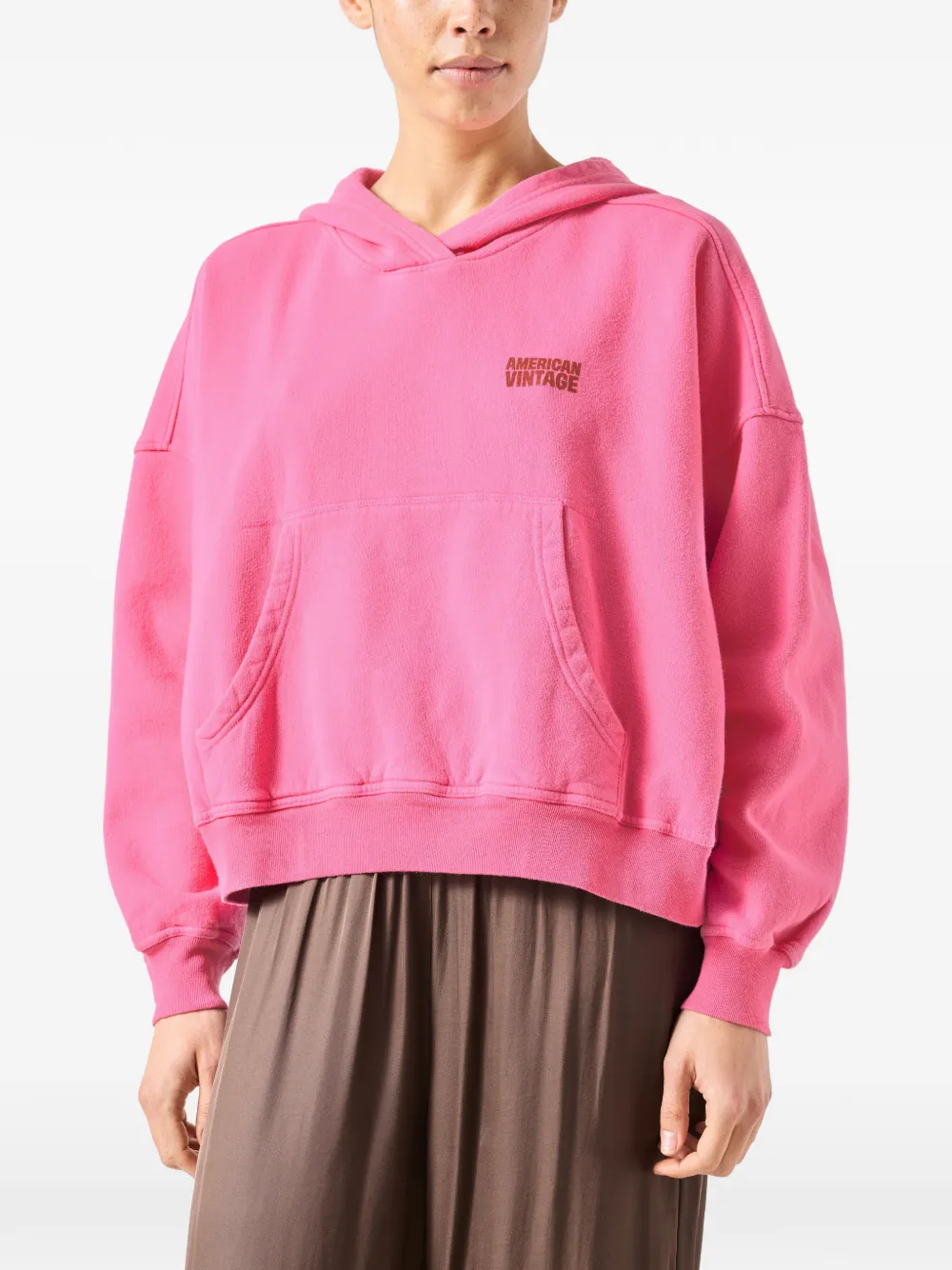 American Vintage Plizzy hoodie met lange mouwen Roze