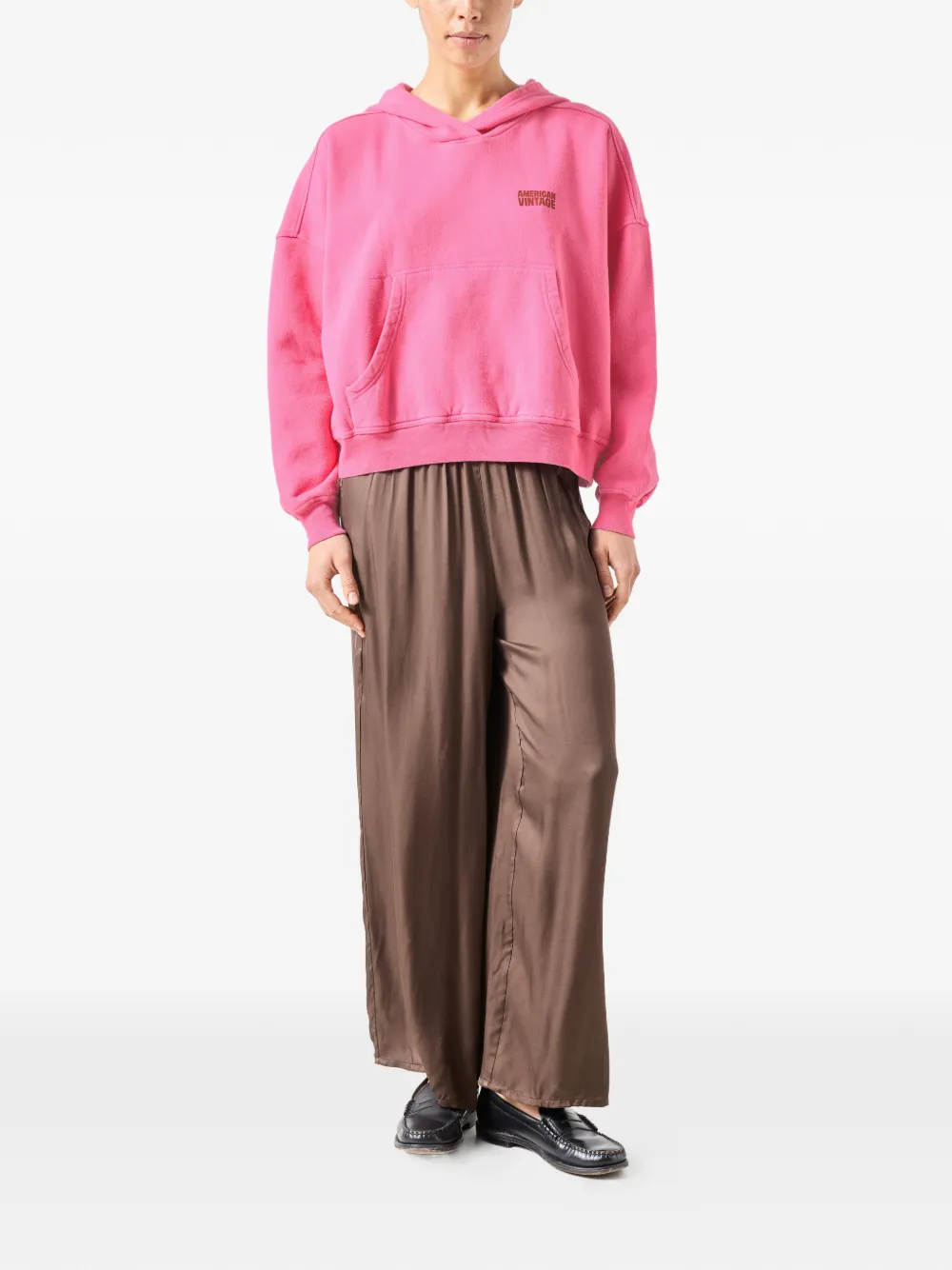 American Vintage Plizzy hoodie met lange mouwen Roze