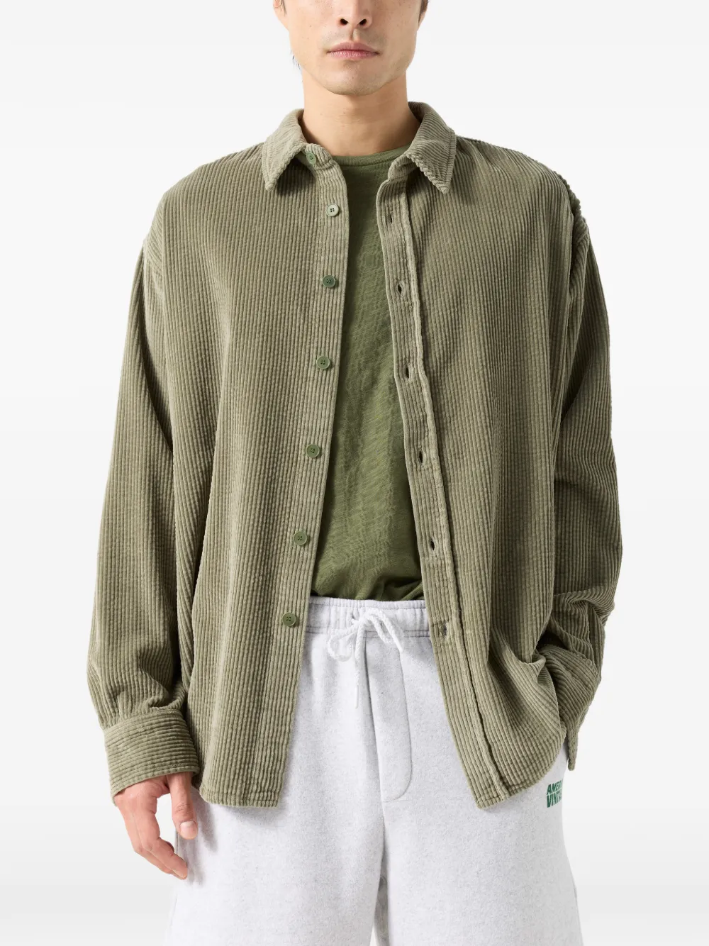 American Vintage Ribfluwelen overhemd Groen