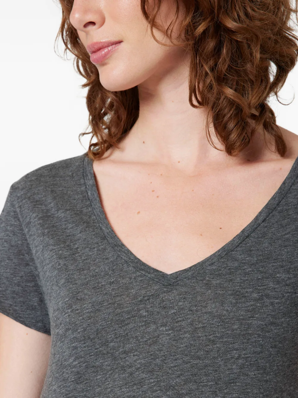 American Vintage T-shirt met V-hals en korte mouwen Grijs