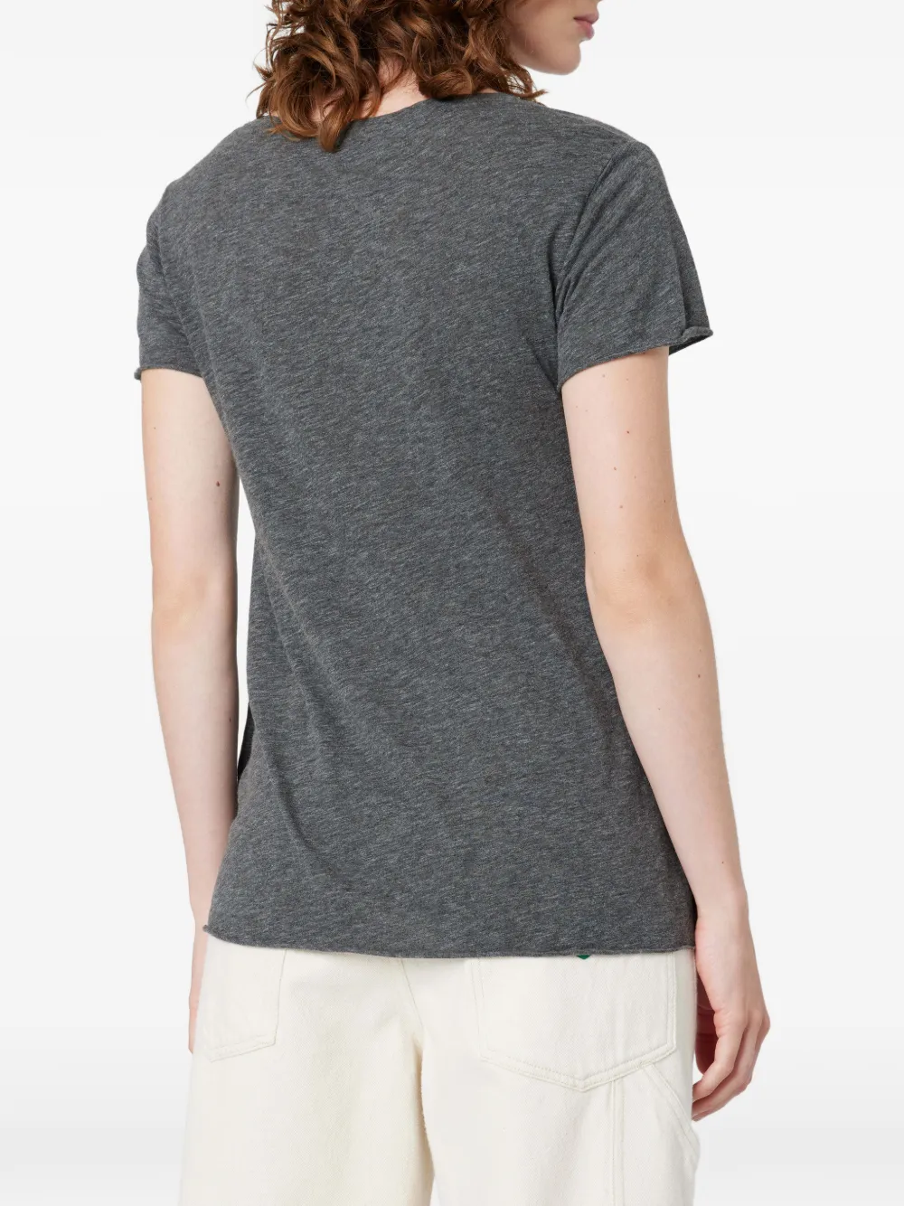 American Vintage T-shirt met V-hals en korte mouwen Grijs