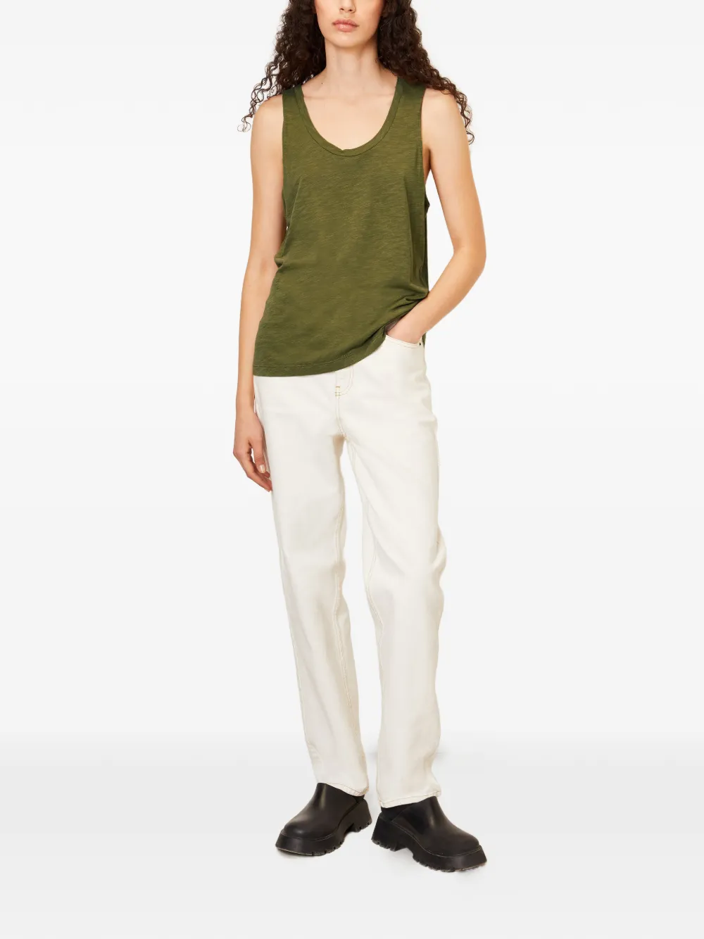 American Vintage Tanktop met U-hals Groen