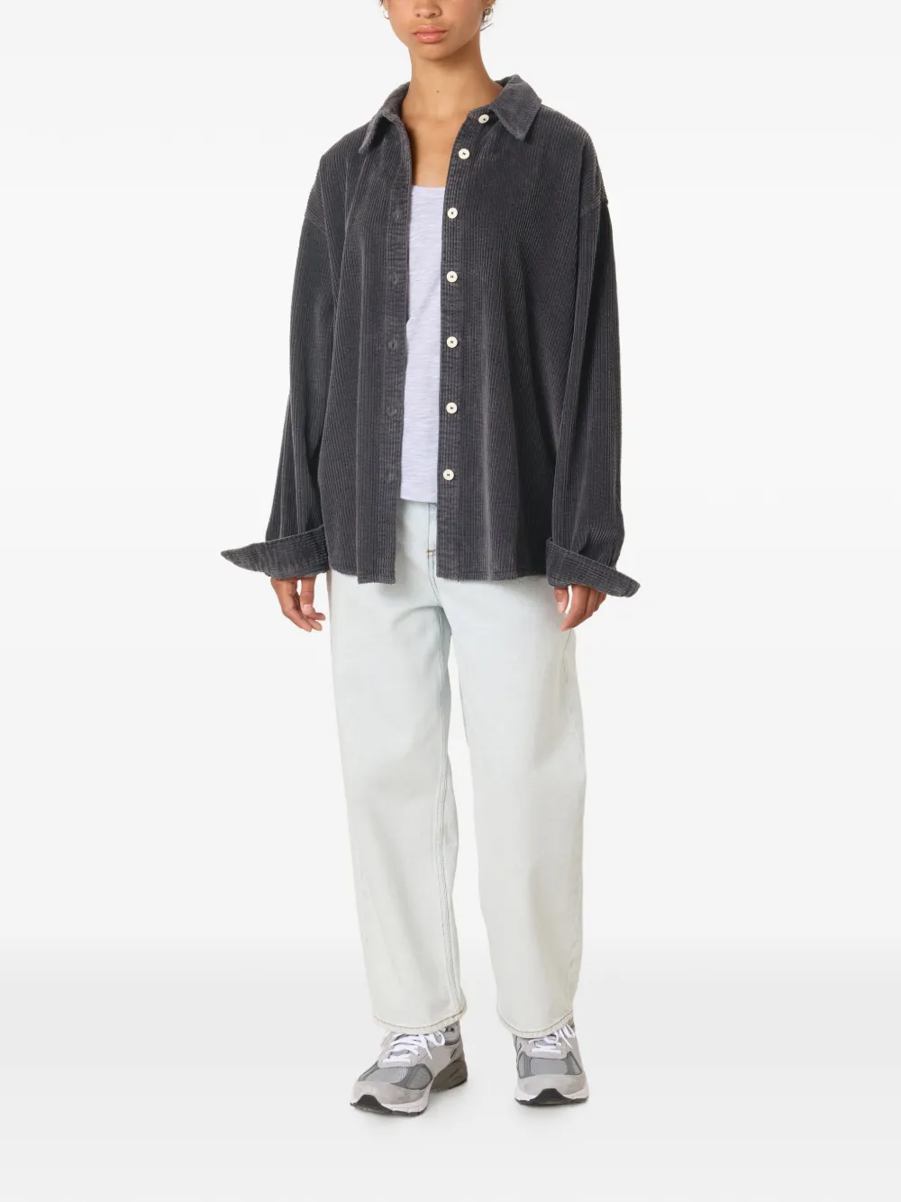 American Vintage buttoned corduroy shirt - Grijs