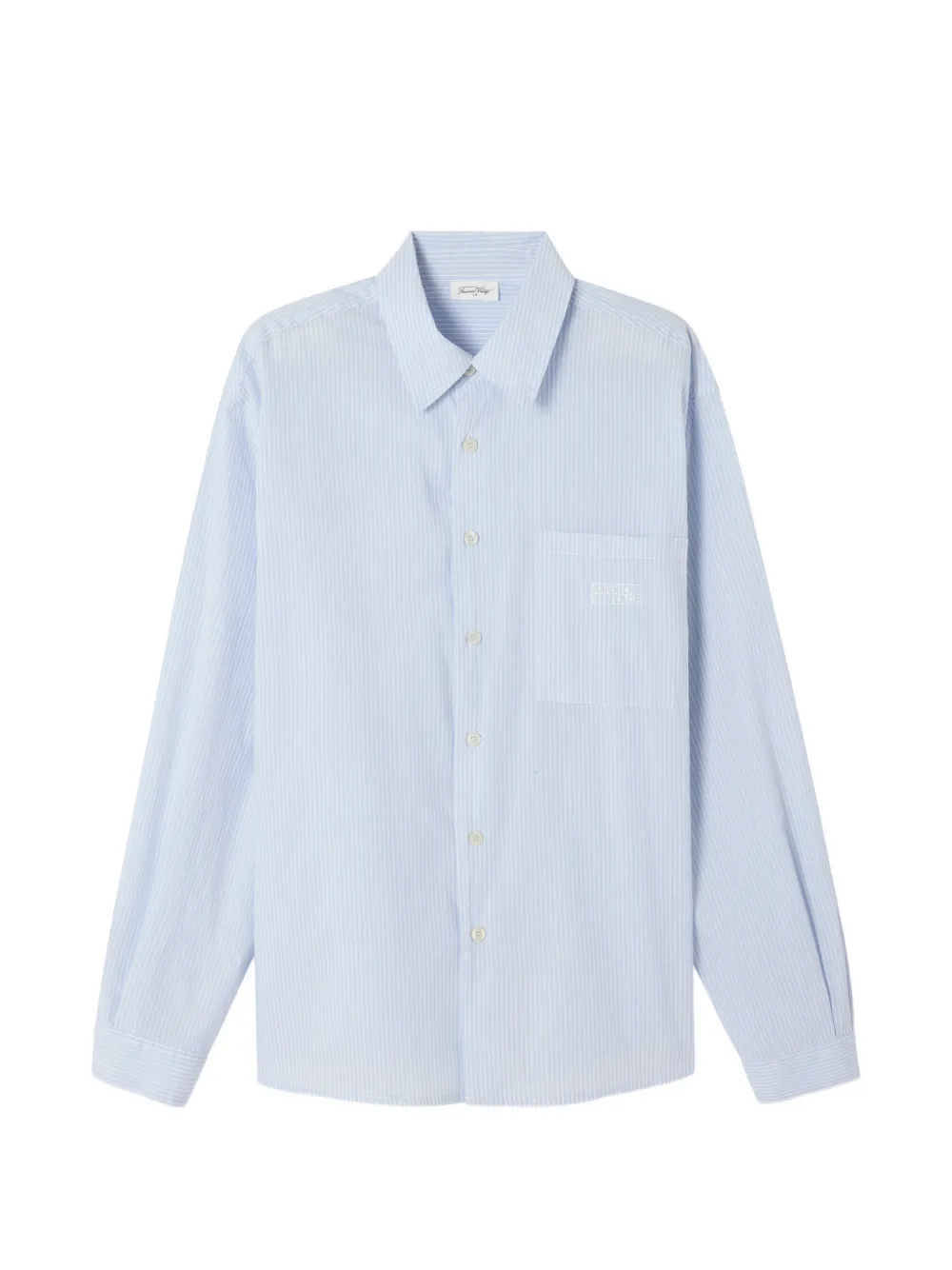 American Vintage Eluabird striped patch-pocket cotton shirt - Blu