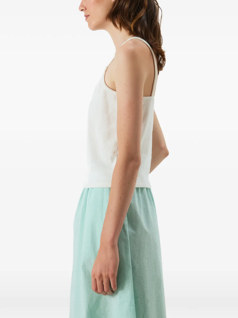 American Vintage Yruki geribbelde tanktop met V-hals Wit