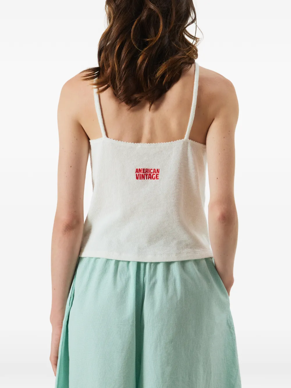 American Vintage Yruki geribbelde tanktop met V-hals Wit