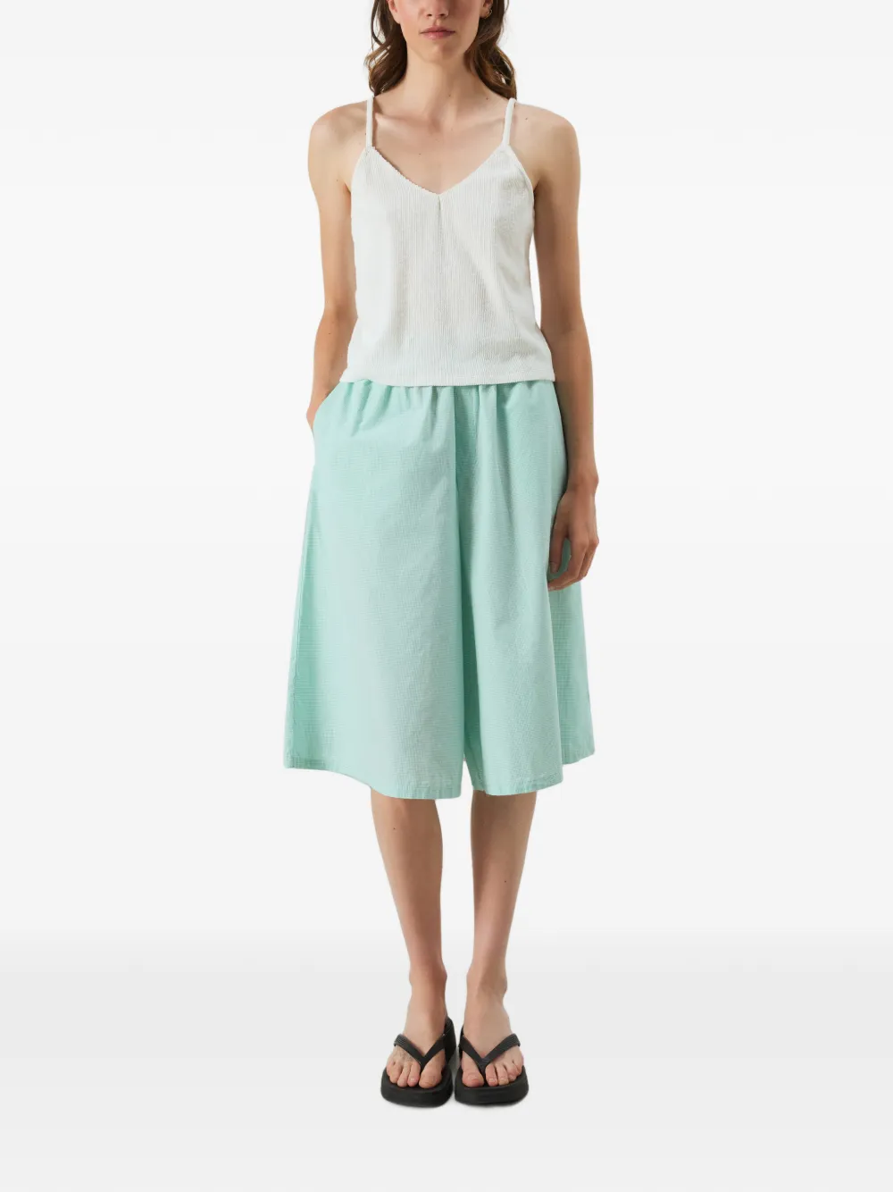 American Vintage Yruki geribbelde tanktop met V-hals Wit