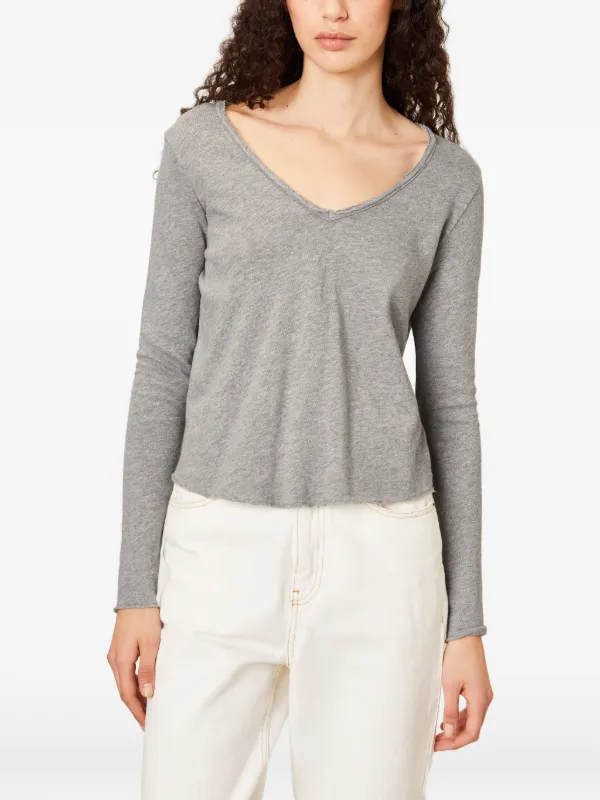 American Vintage long-sleeve V-neck T-shirt | Grey | FARFETCH ZA
