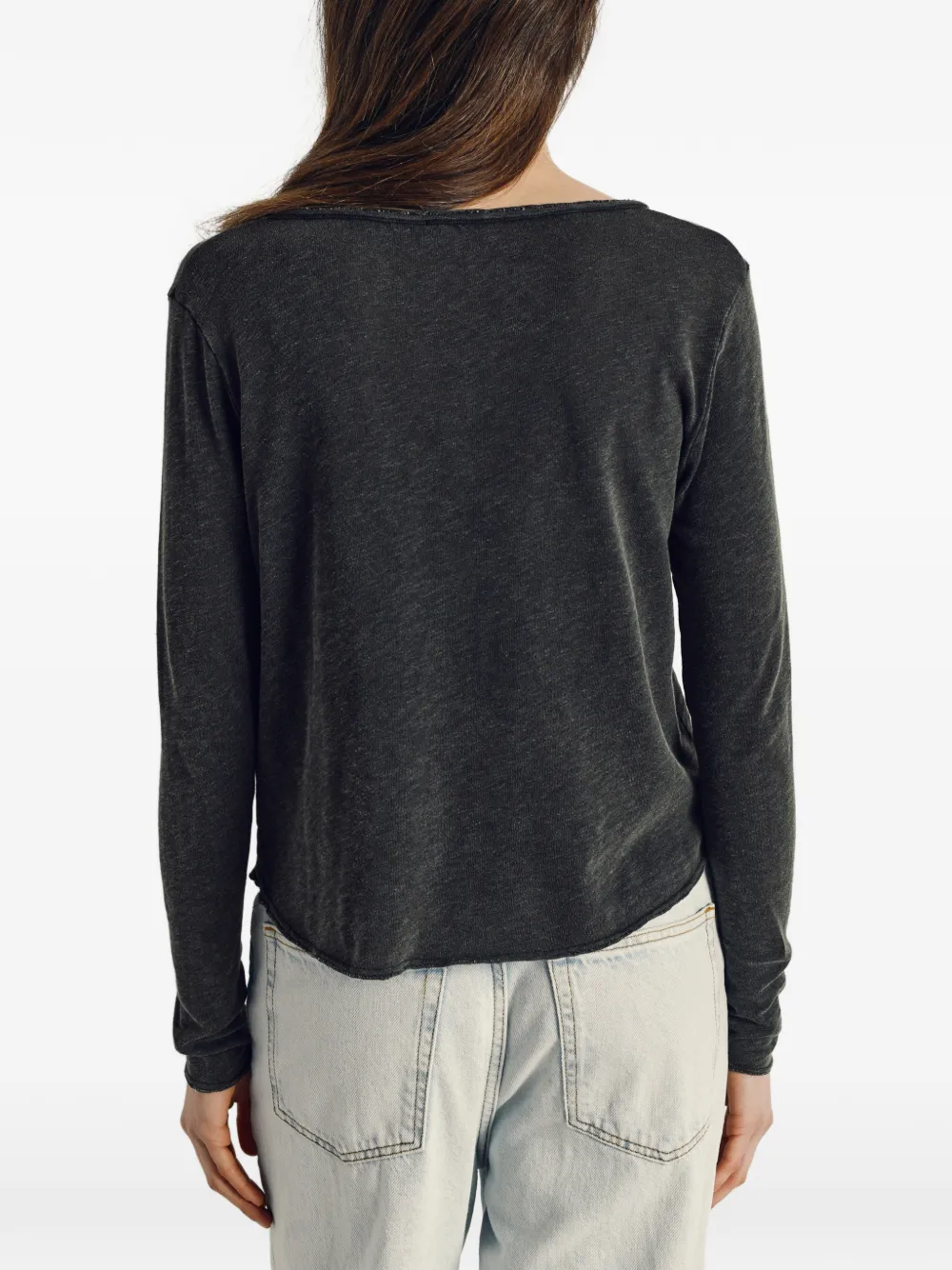 American Vintage Sonoma T-shirt met V-hals Zwart