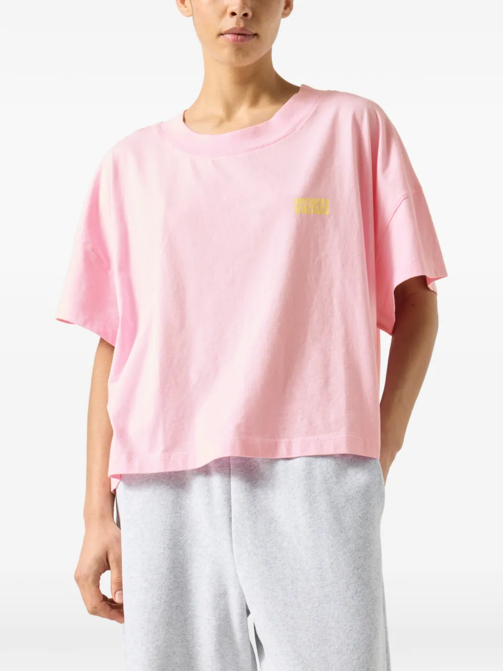 American Vintage T-shirt met ronde hals Roze