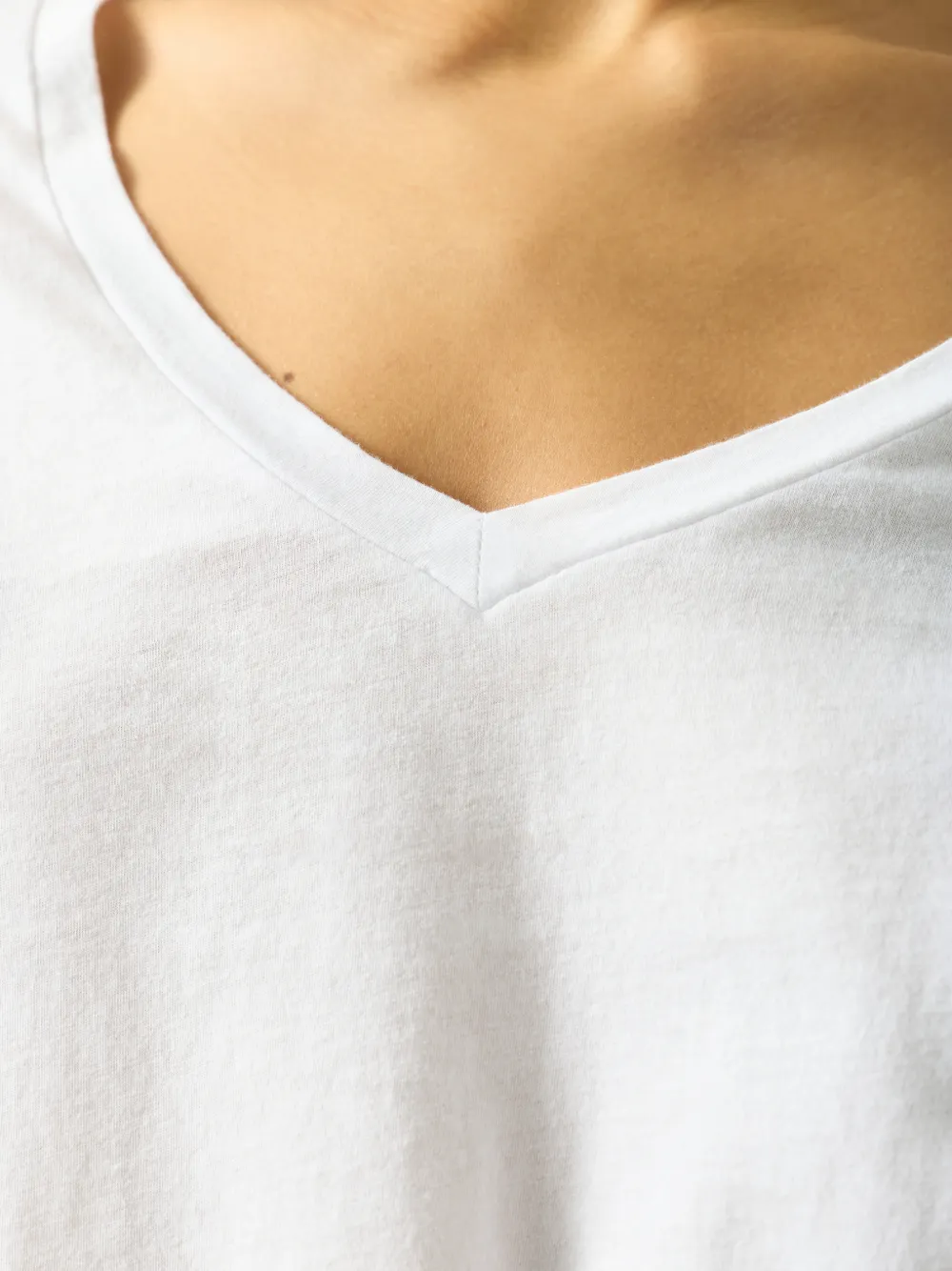 American Vintage T-shirt met V-hals en lange mouwen Wit