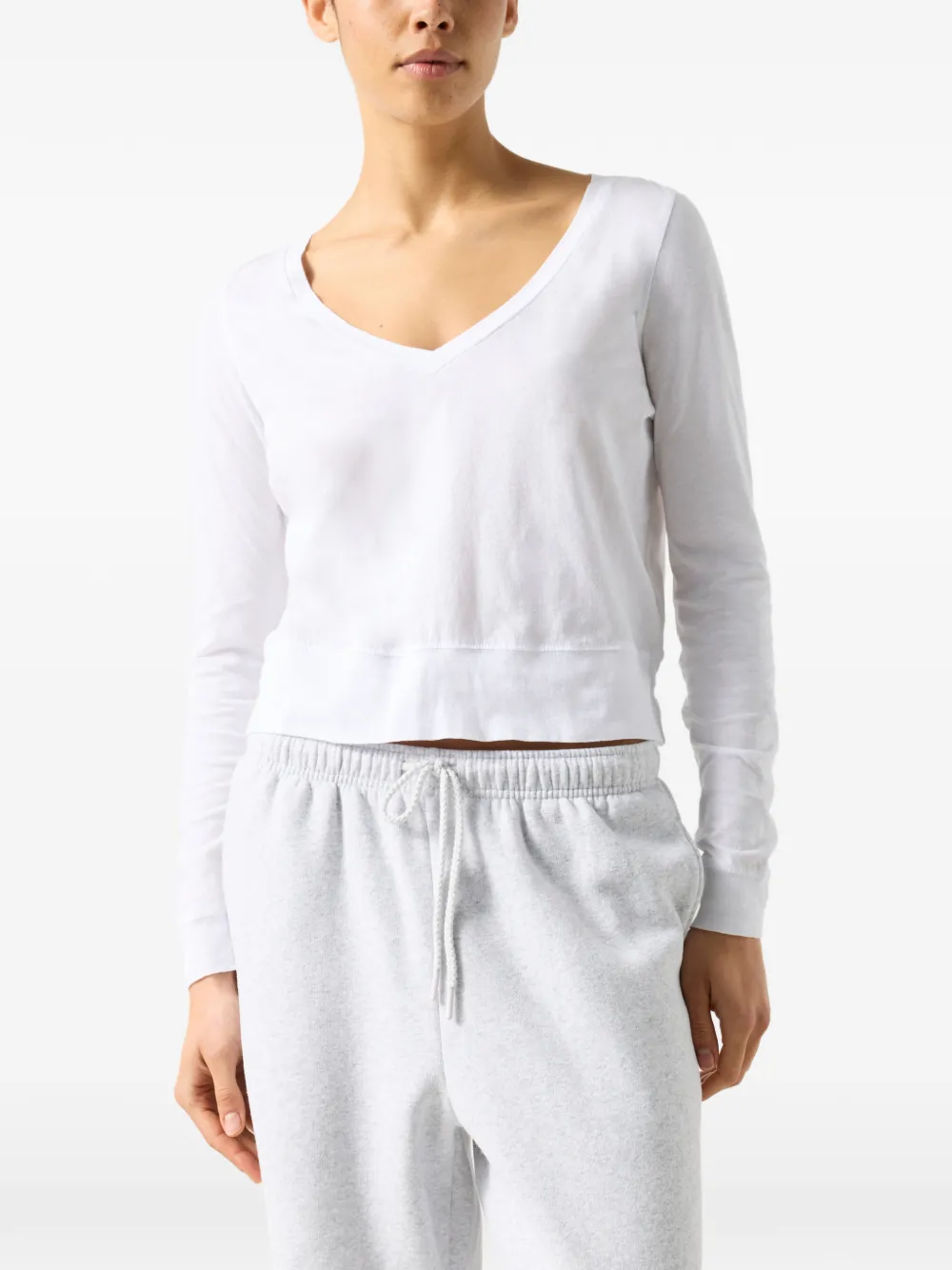 American Vintage long-sleeve V-neck T-shirt - Bianco