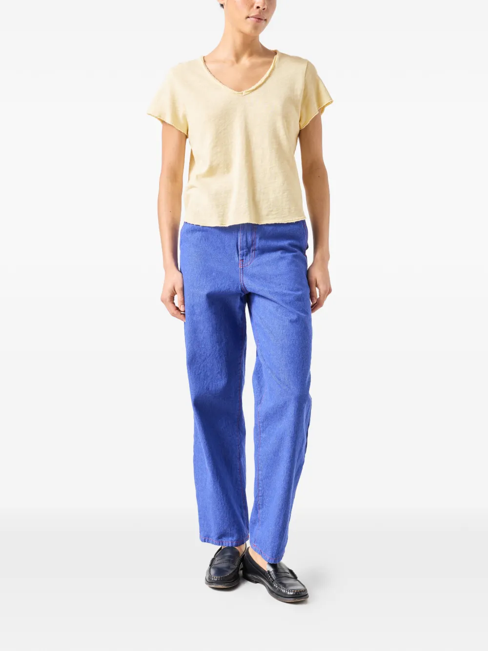 American Vintage Sonoma T-shirt met V-hals Beige