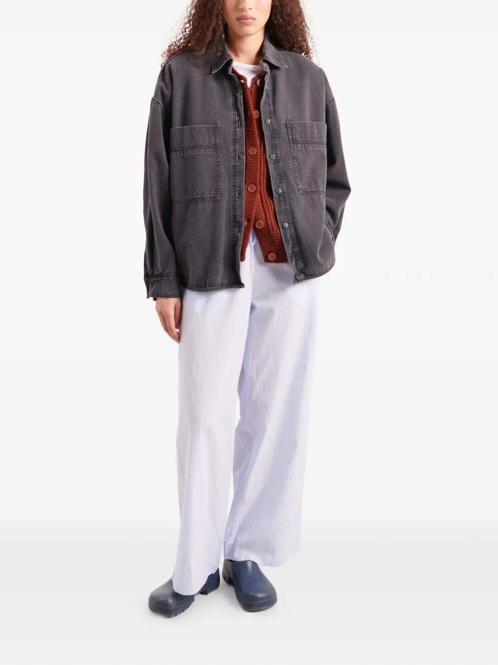 American Vintage Jazy denim blouse met lange mouwen - Zwart