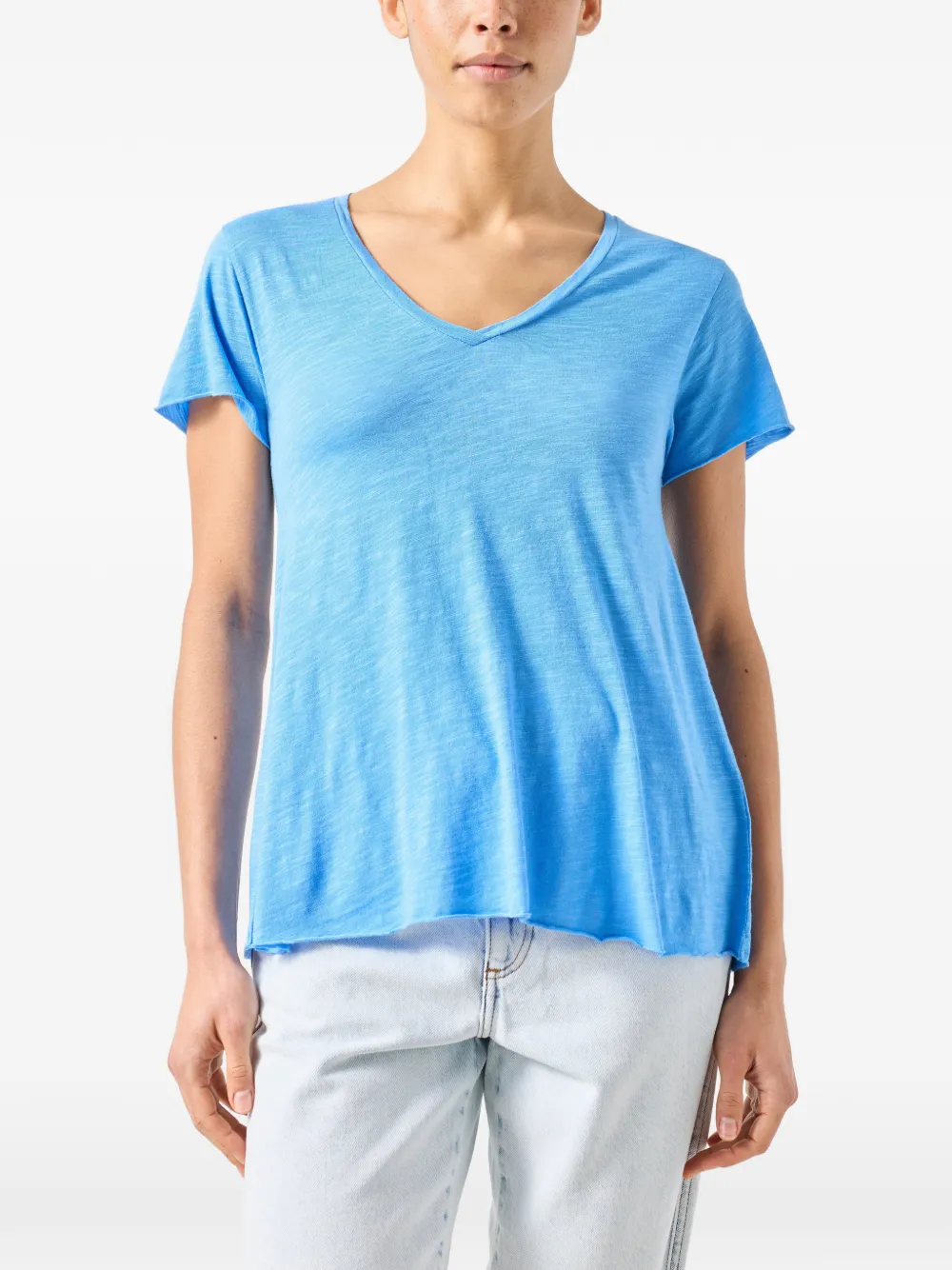 American Vintage Jacksonville T-shirt met V-hals Blauw