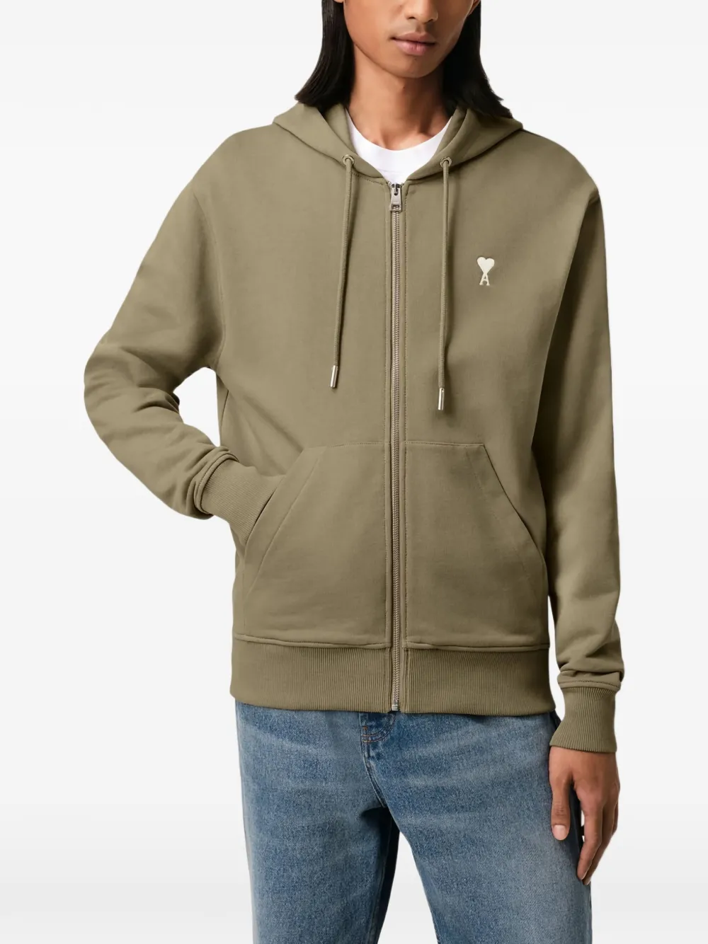 AMI Paris Hoodie met rits Groen