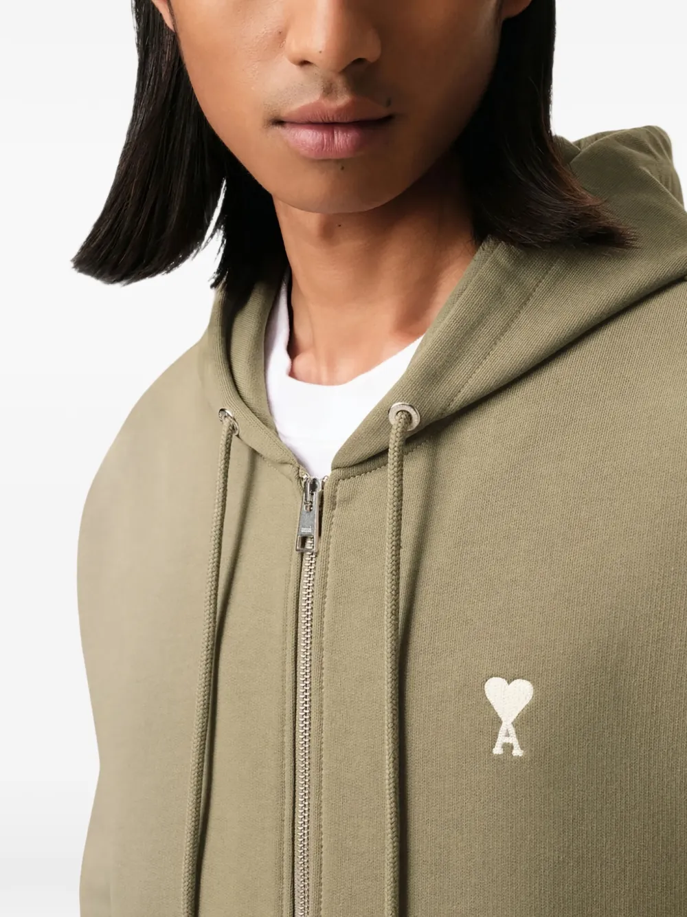 AMI Paris Hoodie met rits Groen