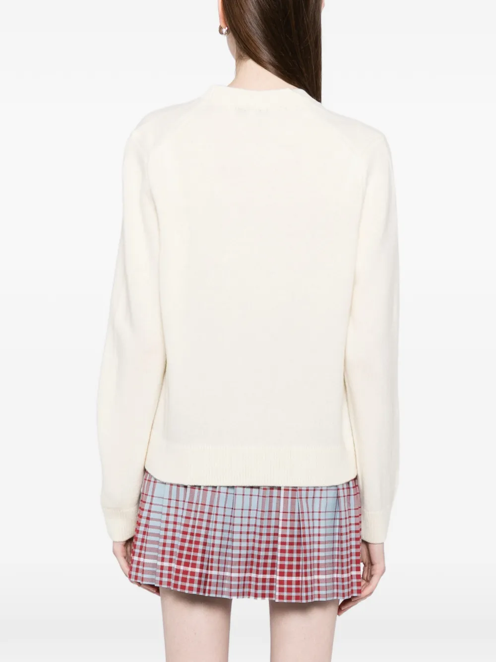Maison Kitsuné Trui met logopatch en ronde hals Beige