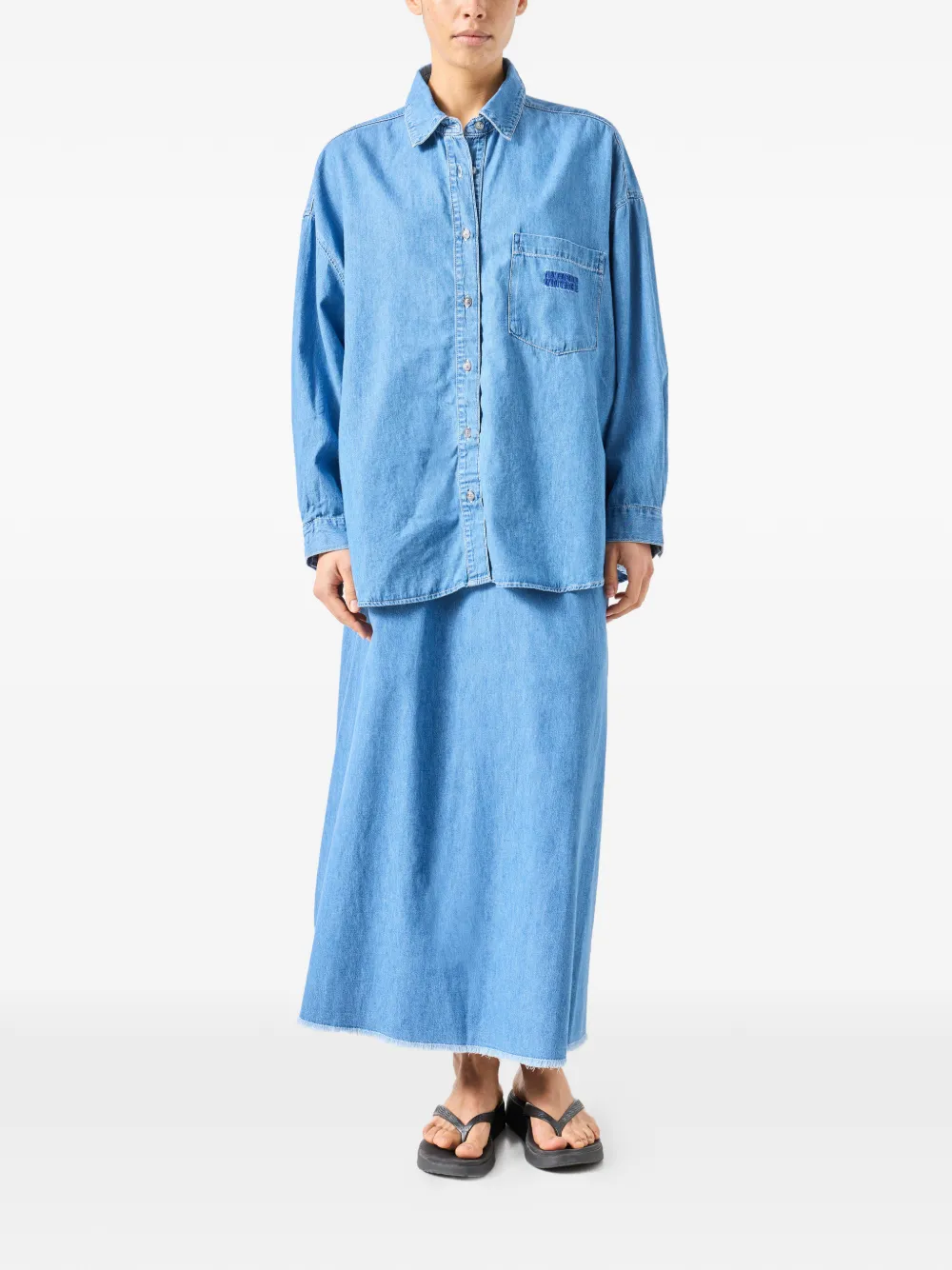 American Vintage Izeway blouse met zak en lange mouwen Blauw