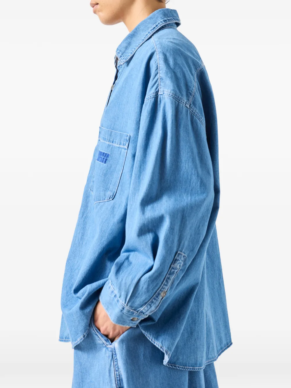 American Vintage Izeway blouse met zak en lange mouwen Blauw