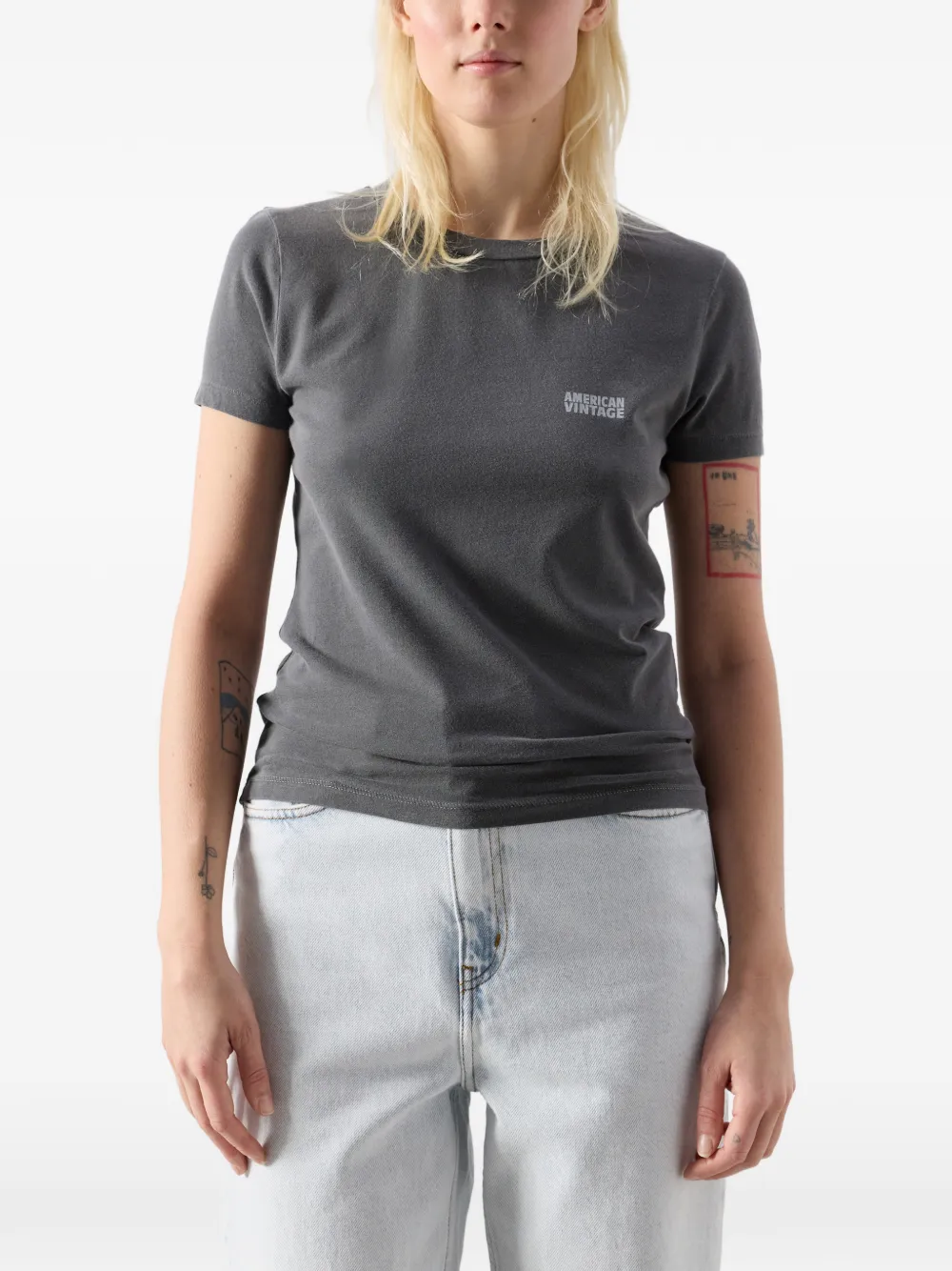 American Vintage Pymaz katoenen T-shirt met ronde hals Grijs