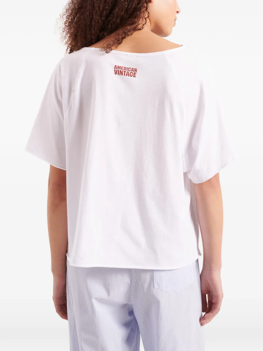 American Vintage Apoly T-shirt met boothals Wit
