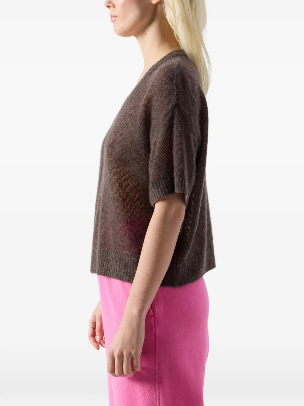 American Vintage Bodyrow T-shirt met V-hals Bruin