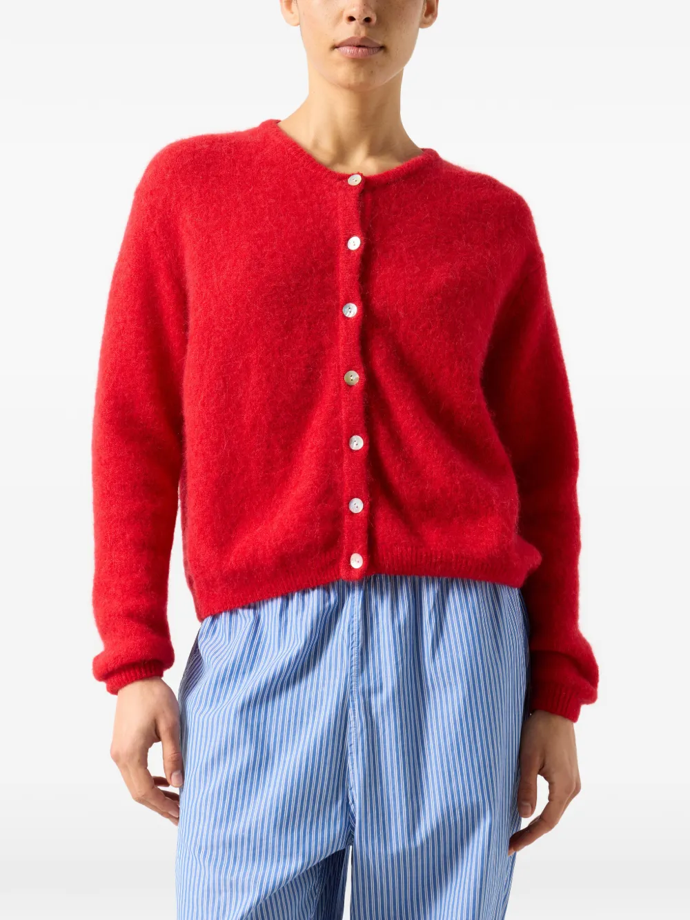 American Vintage Vest met ronde hals en lange mouwen Rood