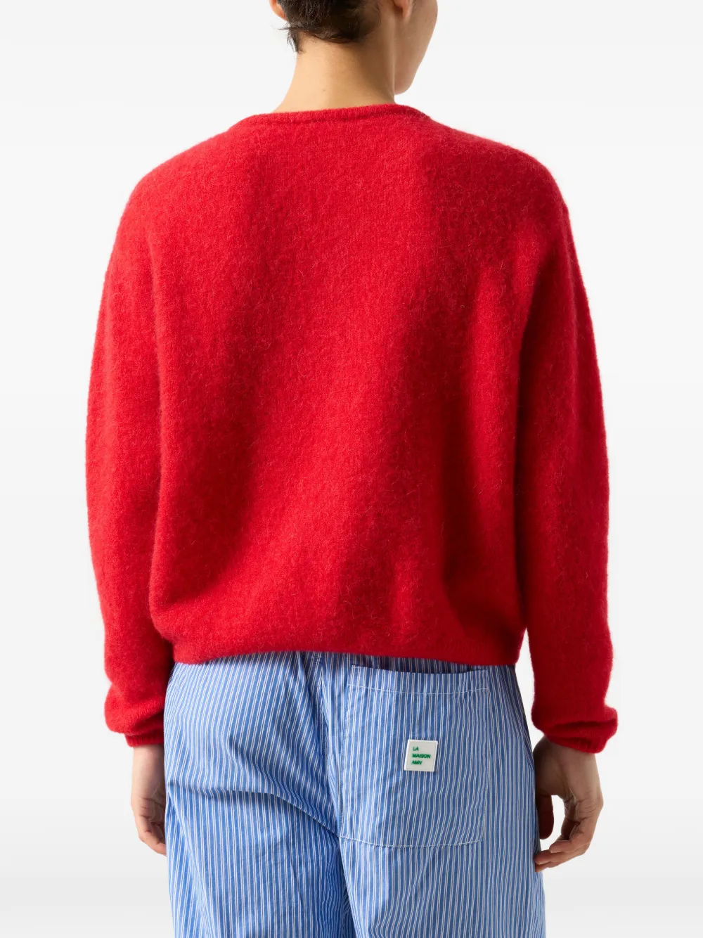 American Vintage Vest met ronde hals en lange mouwen Rood