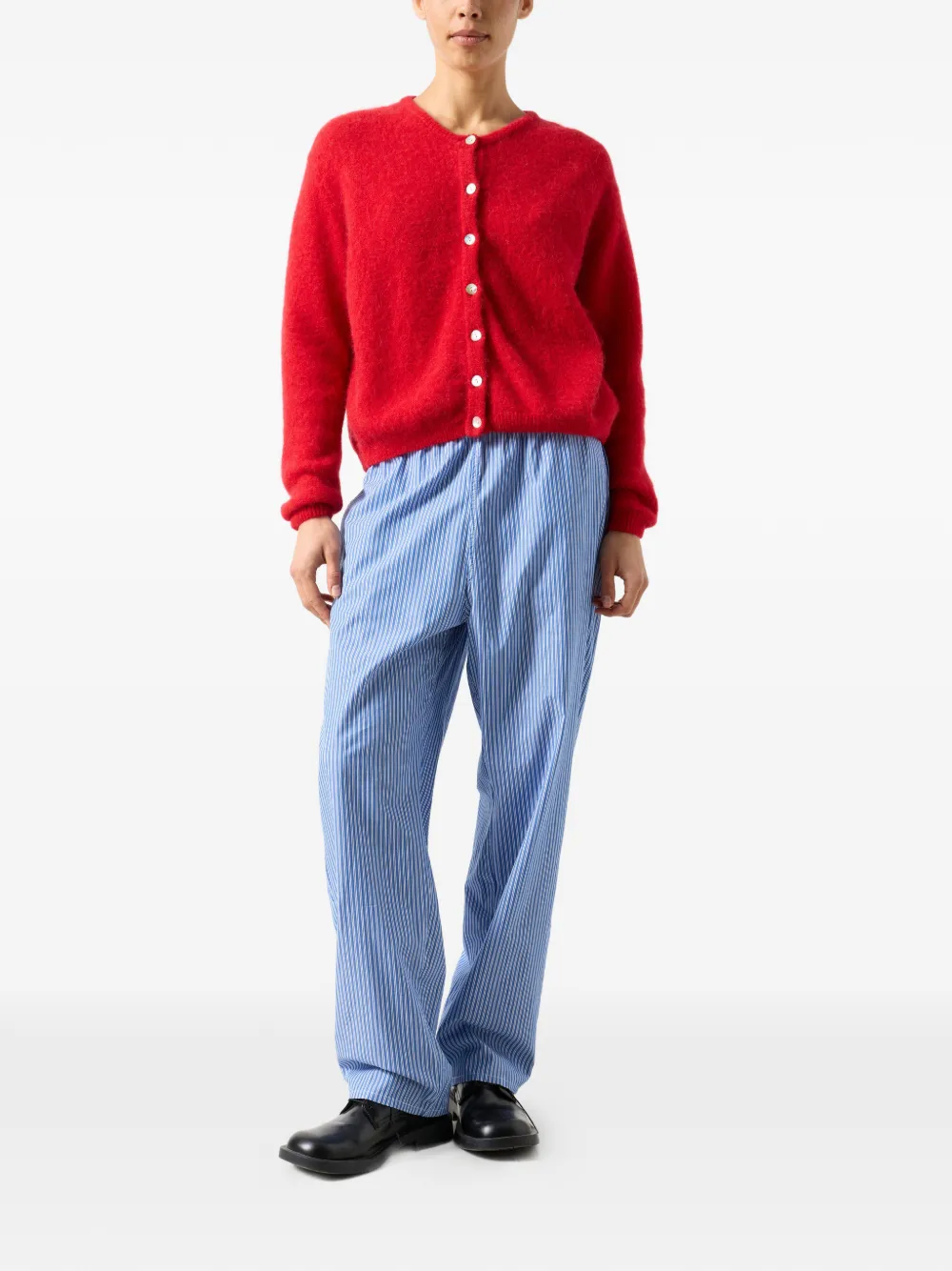 American Vintage Vest met ronde hals en lange mouwen Rood