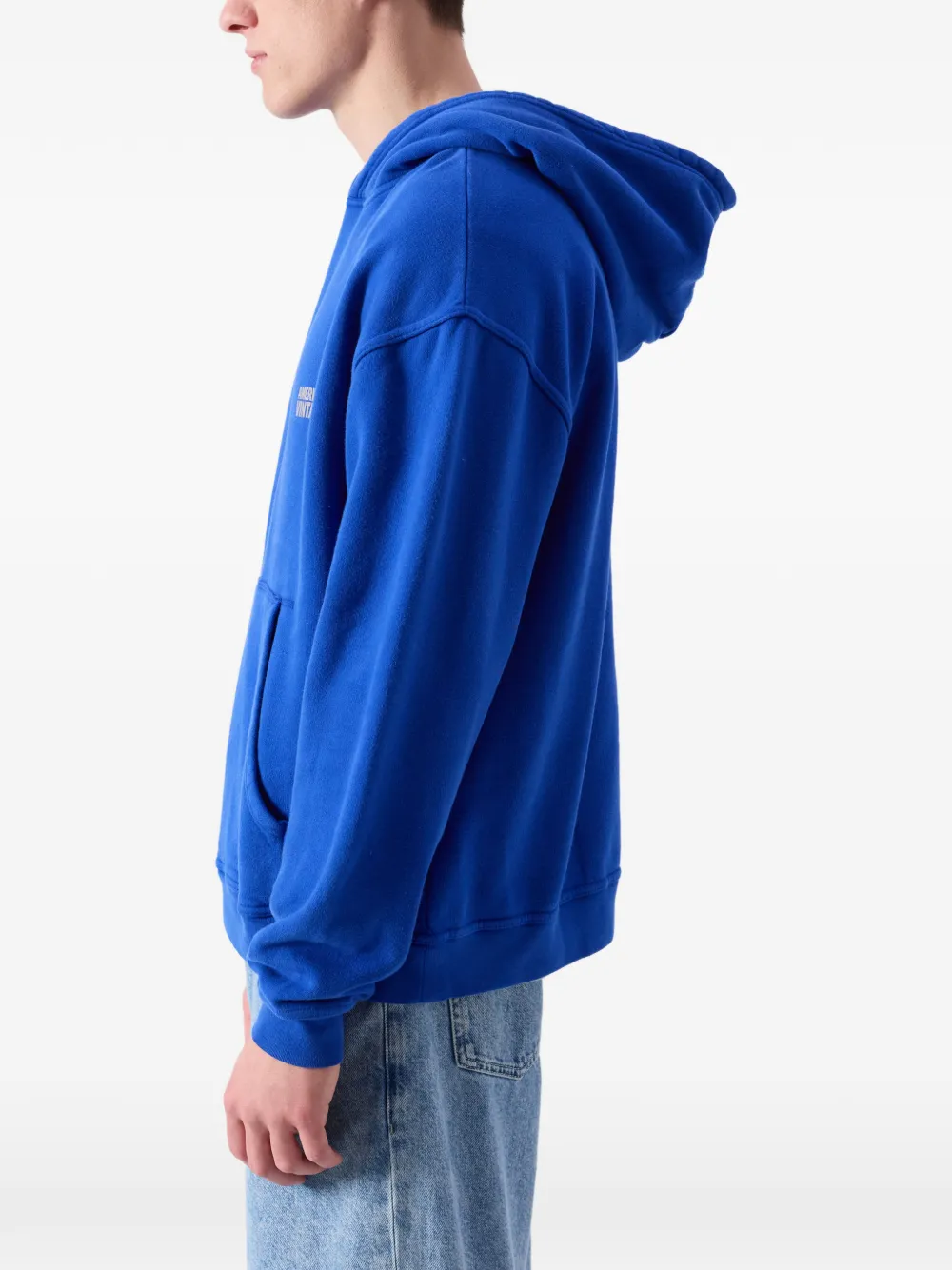 American Vintage Plizzy katoenen sweater met lange mouwen en capuchon Blauw