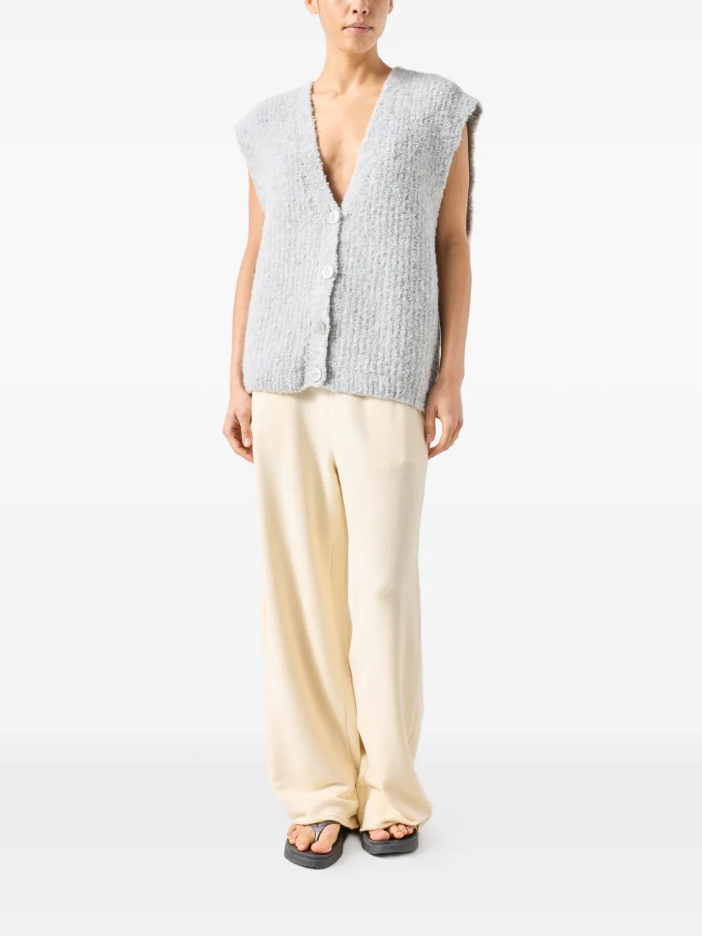 American Vintage Zolly top met knoopsluiting en V-hals Grijs