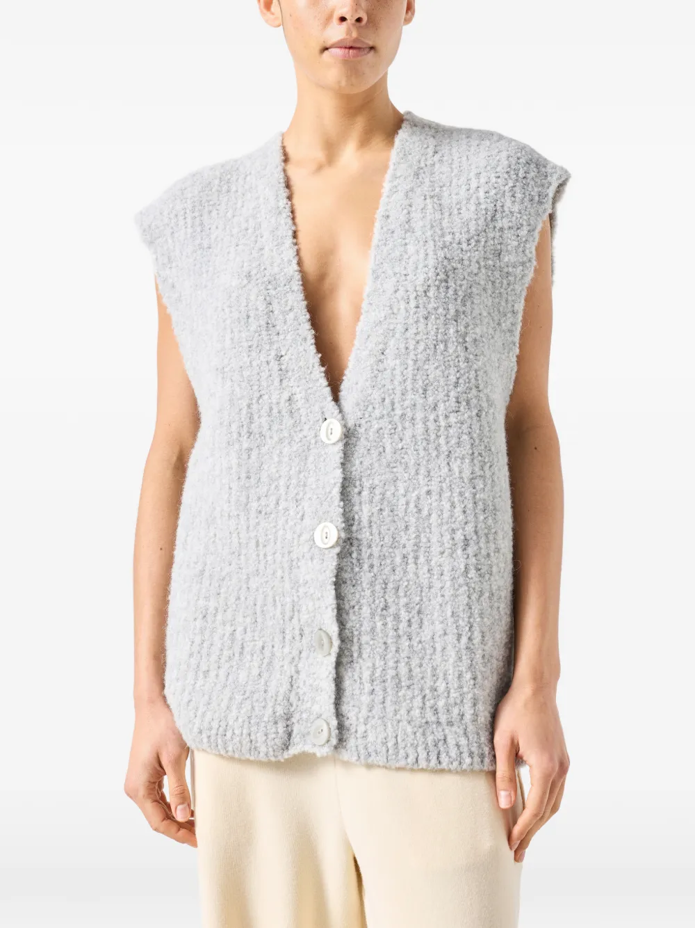 American Vintage Zolly top met knoopsluiting en V-hals Grijs