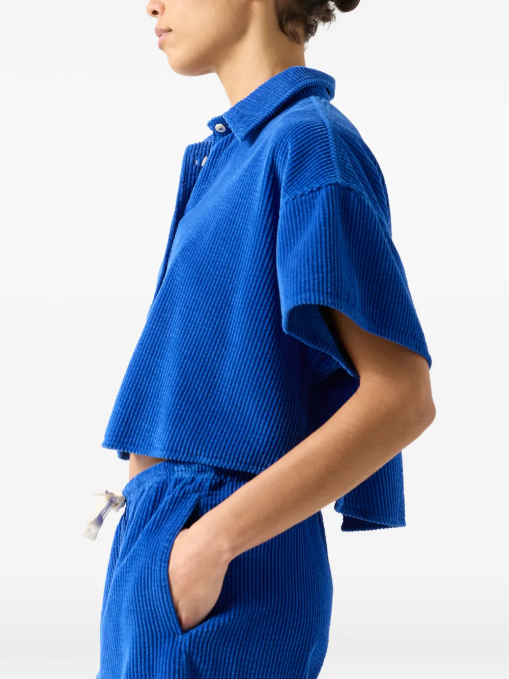 American Vintage Ribfluwelen blouse Blauw