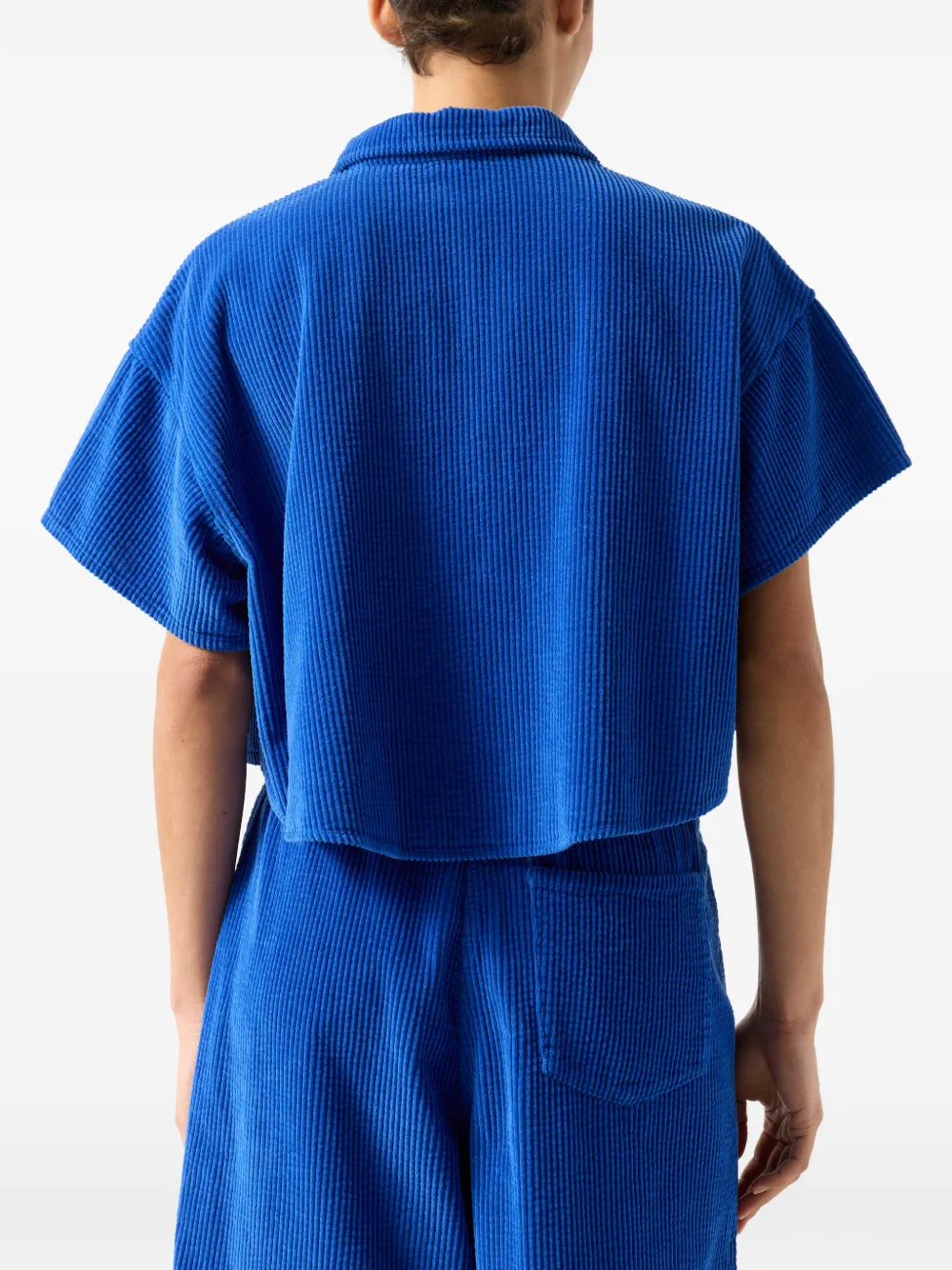 American Vintage Ribfluwelen blouse Blauw