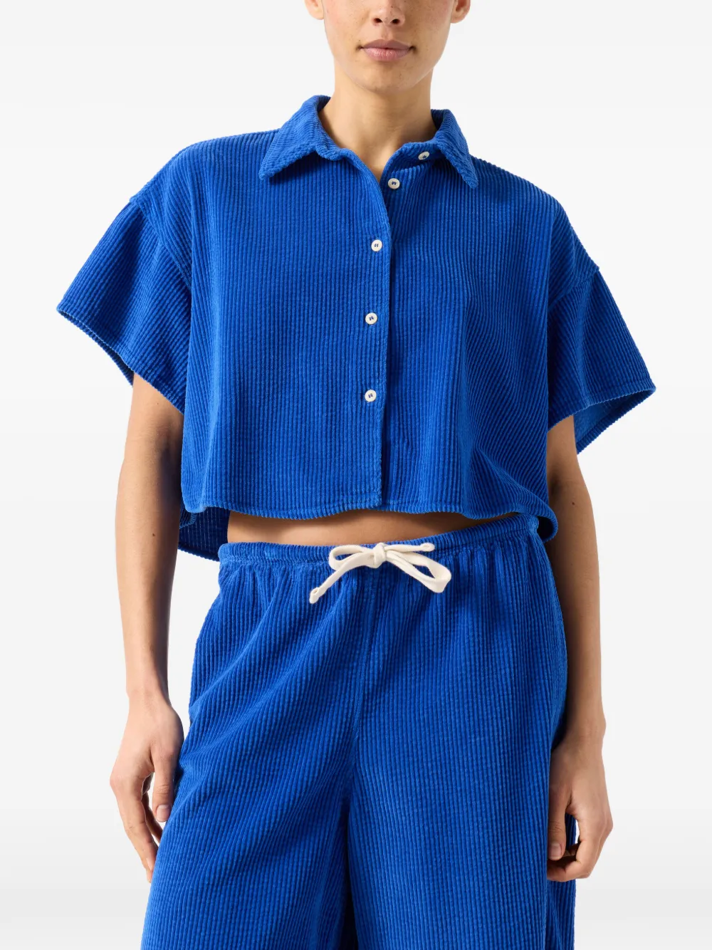 American Vintage Ribfluwelen blouse Blauw